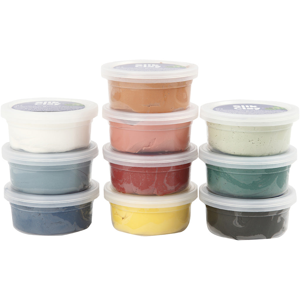 Silk Clay®, couleurs pastel, 10x40gr/ 1 Pq. [HOB-79154]