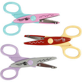Fiskars Ciseaux à Cranter Enfants - Assortiment, hippo, chameau, hérisson, 3 pièces/ 1 Pq. [HOB-8233]