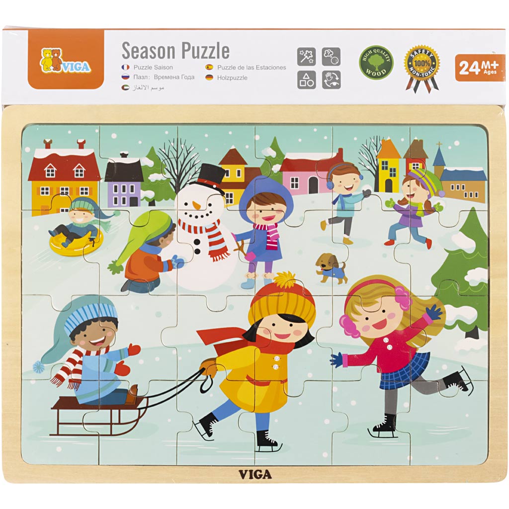 VIGA Seizoenen VIGA houten puzzel, de seizoenen, winter, afm 30x22,5 cm, 24 delen, 1 stuk [HOB-901168]