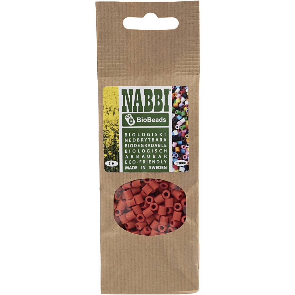 Les Perles NABBI BioBeads, dim. 5x5 mm, diamètre intérieur 2,5 mm, medium, rouge clair, 1000 pièces/ 1 Pq. [HOB-9067646]