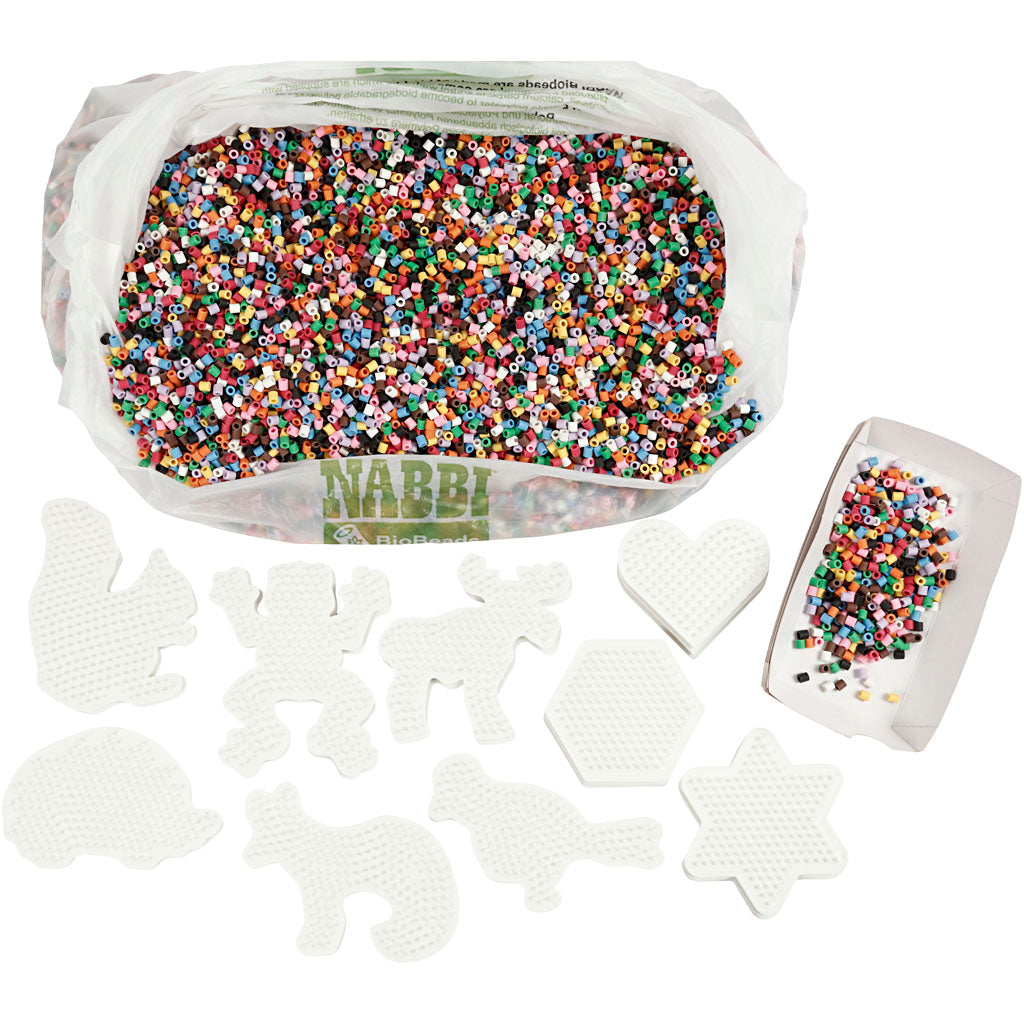 NABBI BioBeads Set Scolaire, dim. 5x5 mm, medium, couleurs classiques, 1 set [HOB-906770]