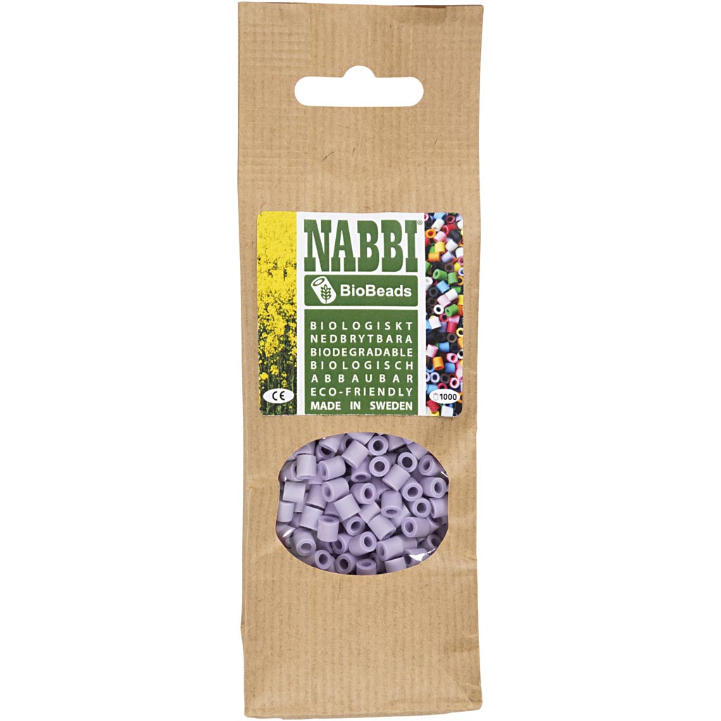 Les Perles NABBI BioBeads, dim. 5x5 mm, diamètre intérieur 2.5 mm, medium, violet, 1000 pièces/ 1 Pq. [HOB-9067780]