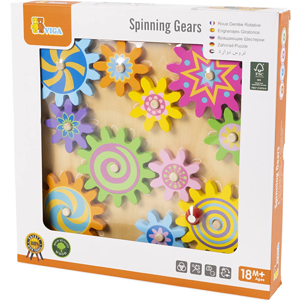 VIGA houten tandwielen activiteit speelgoed, afm 30x30 cm, 1 stuk [HOB-907669]