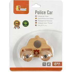Petite Voiture de Police en bois VIGA, Voiture de police, dim. 9x7,5 cm, 1 pièce [HOB-907671]