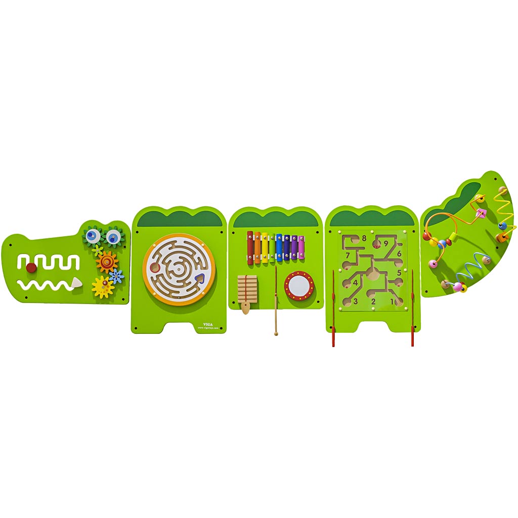 VIGA play wall with crocodile design, size 187x61 cm