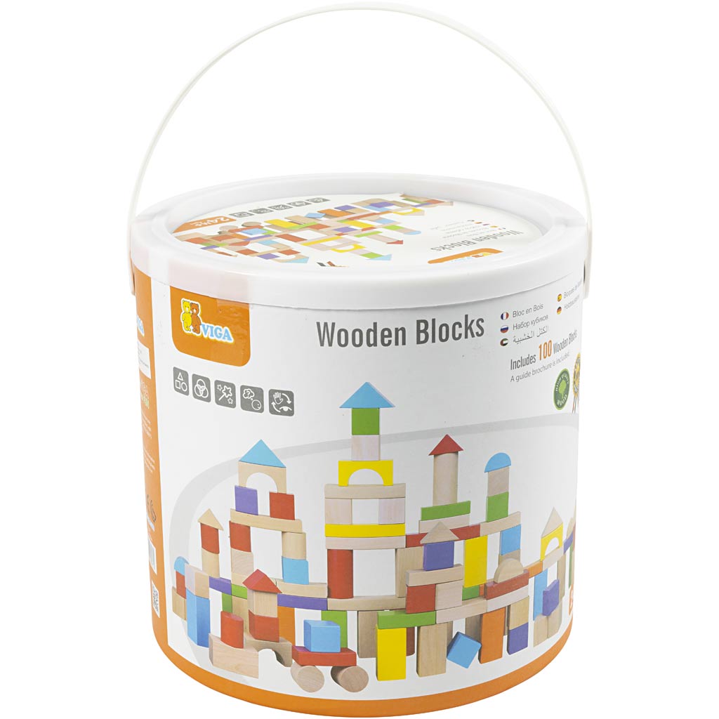 Blocs en bois VIGA, dim. 3 cm, 100 morceaux/ 1 Pq. [HOB-907731]