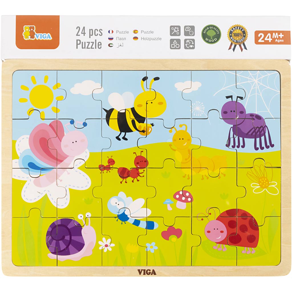 VIGA houten legpuzzels, afm 30x22,5 cm, 24 delen, 1 stuk [HOB-907790]
