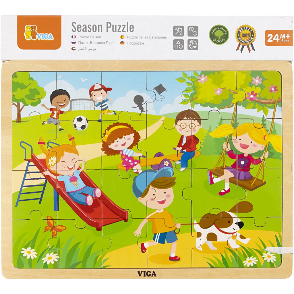 Puzzle en bois VIGA, les saisons , Le printemps, dim. 30x22,5 cm, 24 pièces, 1 pièce [HOB-907792]