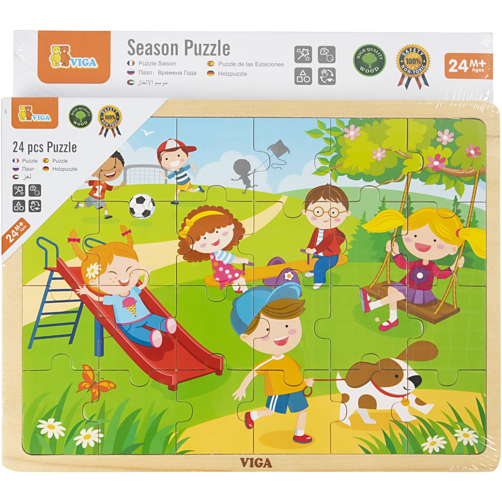 VIGA houten legpuzzels, seizoenen, afm 22,5x30 cm, 4x24 delen, 4 stuk/ 1 doos [HOB-907873]