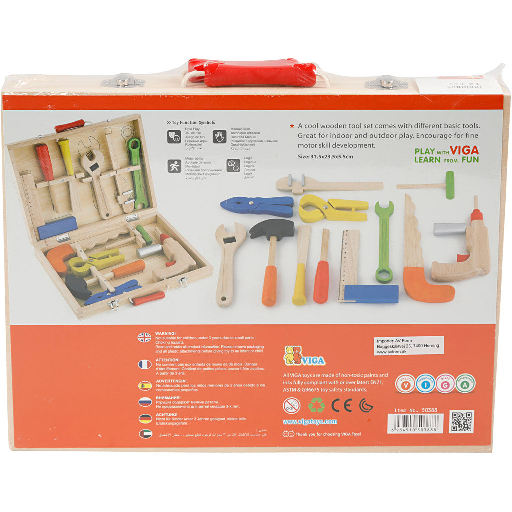 VIGA houten gereedschapskist, afm 24x32 cm, 12 onderdelen/ 1 set [HOB-908493]