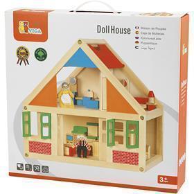 VIGA houten poppenhuis, afm 43x40x27 cm, 1 stuk [HOB-908523]