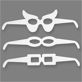 Lunettes, H : 4,5-10 cm, L : 32 cm, 230 gr, blanc, 16 pièces/ 1 Pq. [HOB-95191]