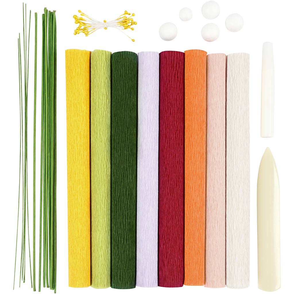 Kit de démarrage DIY Papier Crépon, ass. de couleurs, 1 Pq. [HOB-97738]