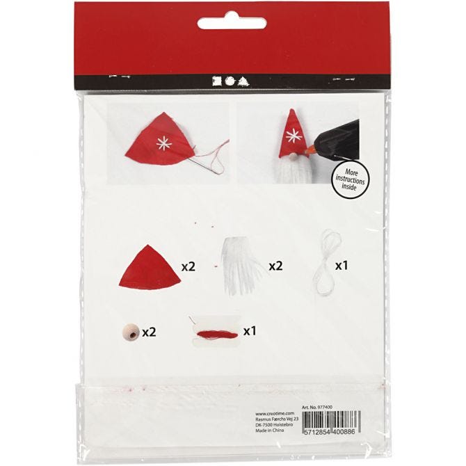 Mini Kit DIY, Lutin de Noël, H : 13 cm, mix gris, 1 Pq. [HOB-977428]