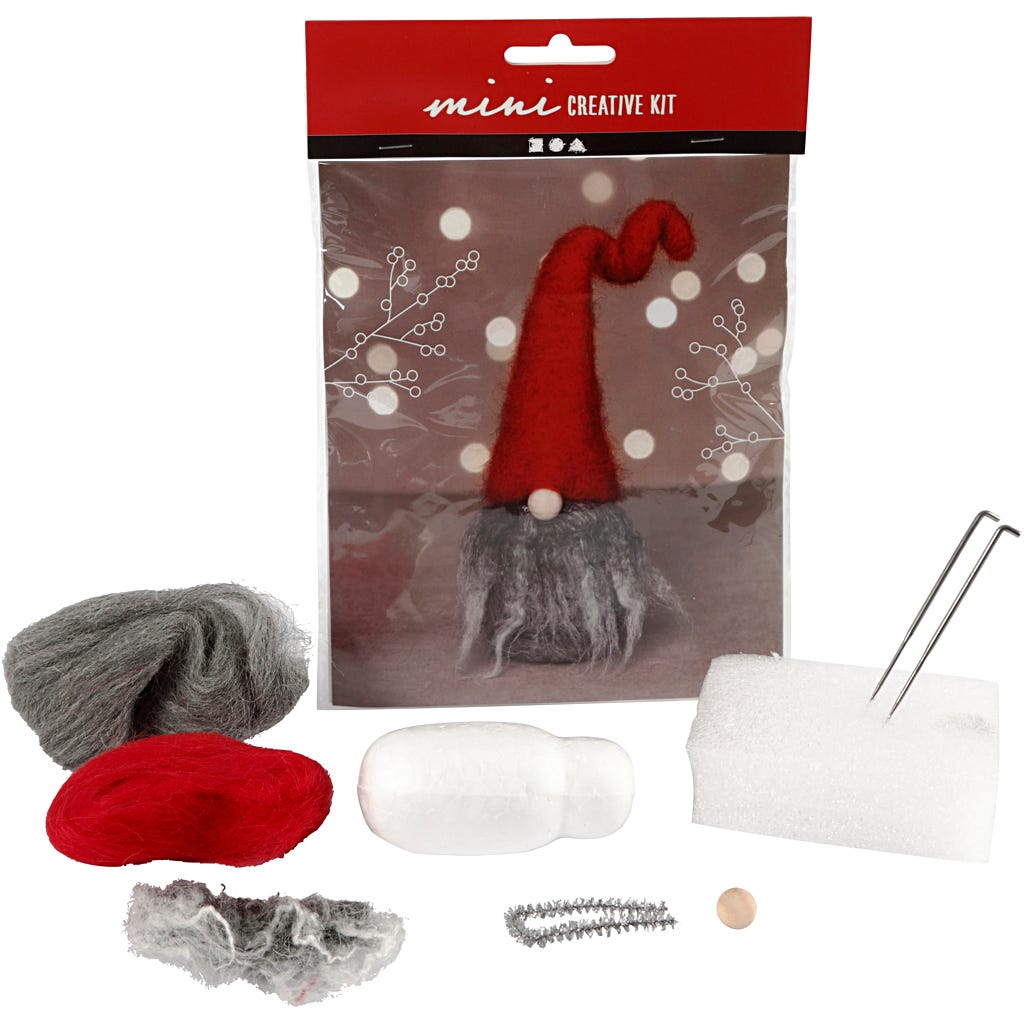 Mini Kit DIY, lutin de Noël à barbe grise, H : 13 cm, 1 Pq. [HOB-977403]