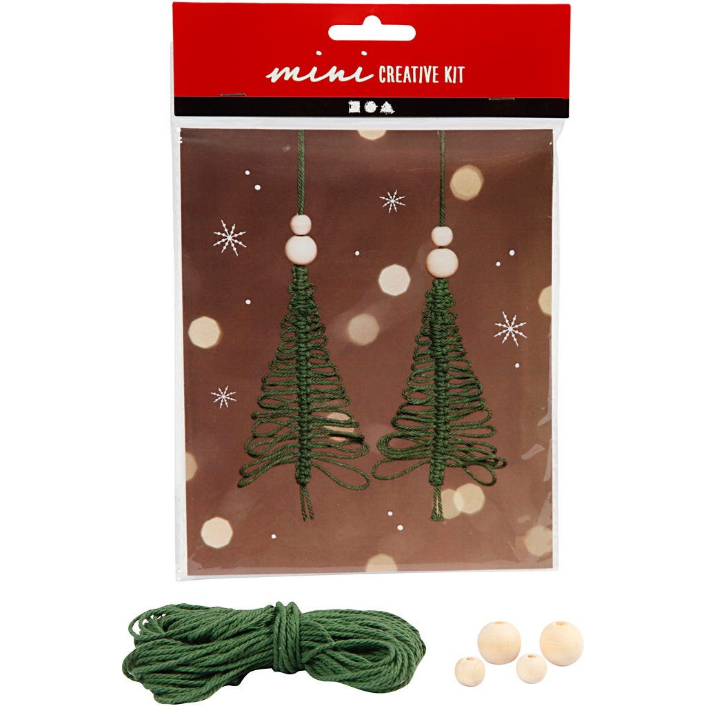 Creative mini kit, macramé kerstboom, H: 11 cm, 1 doos [HOB-977411]