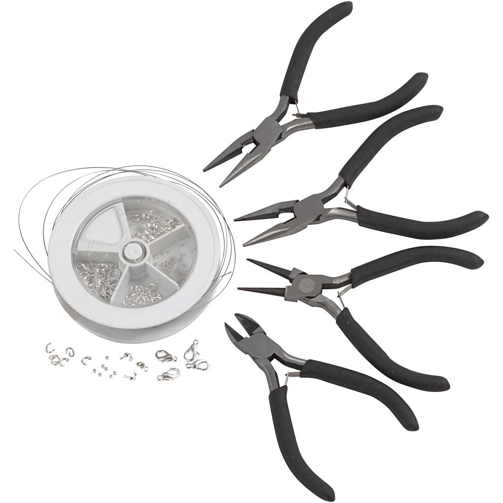 Kit Fabrication de Bijoux, argenté, 1 set [HOB-99128]