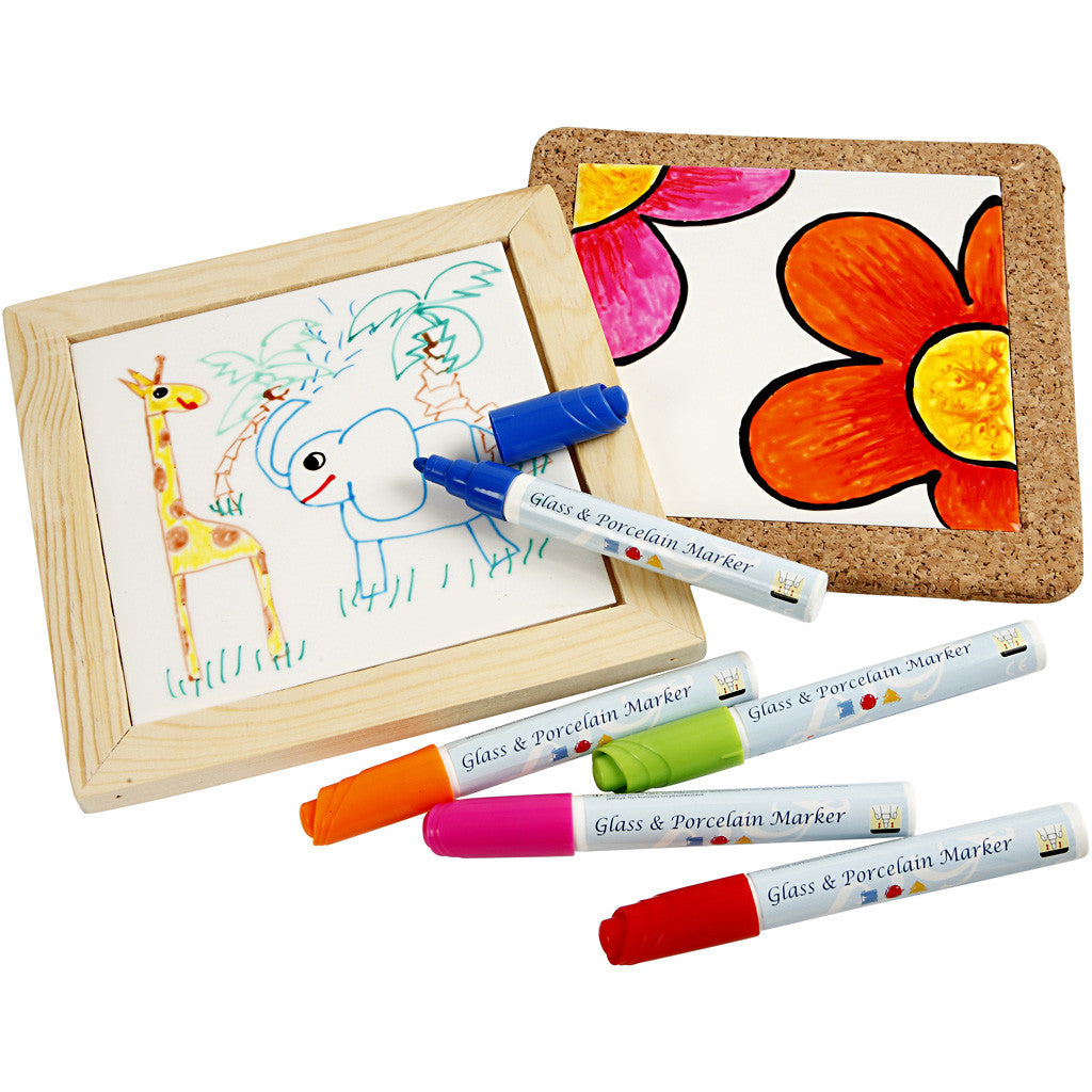 Groepsset Onderzetters beschilderen, standaardkleuren, extra kleuren, 30 stuk, 1 set [HOB-99416]