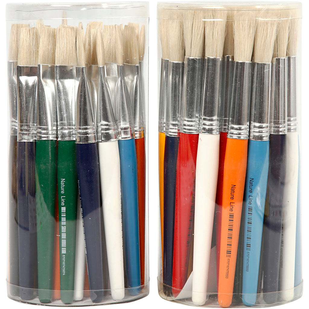 Kwasten voor Kinderen, rond,plat, L: 19 cm, B: 15 mm, 60 stuk/ 1 doos [HOB-99552]