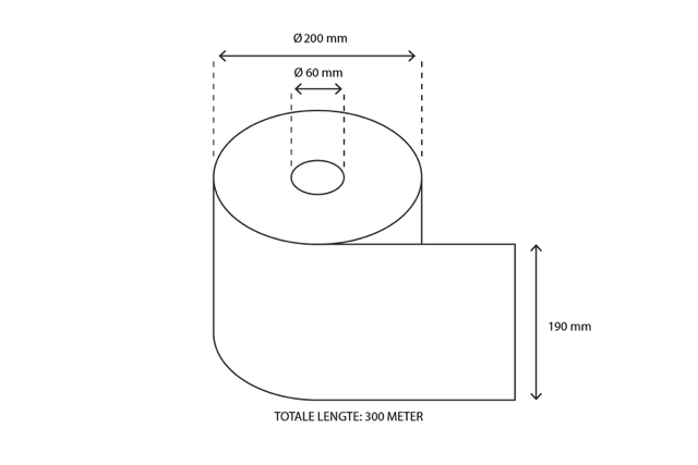 Rouleau d’essuie-mains Midi 1 couche 300 mètres recyclé (6 pcs) [TK-9987460]
