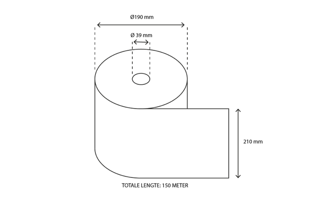 Rouleau d’essuie-mains Matic 2 couches 150 mètres Ø21cm 100% cellulose blanc T7 (6 pcs) [TK-9987469]