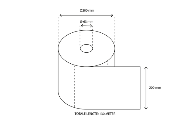 Rouleau d’essuie-mains Midi 2 couches 150 mètres Ø19cm 100% cellulose T9 (6 pcs) [TK-9987477]