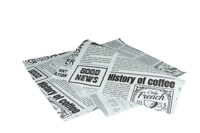 Emballage en papier sulfurisé pour hamburger 33x38cm FSC®Mix Journal Blanc (2.000 pcs) [TK-9988211]