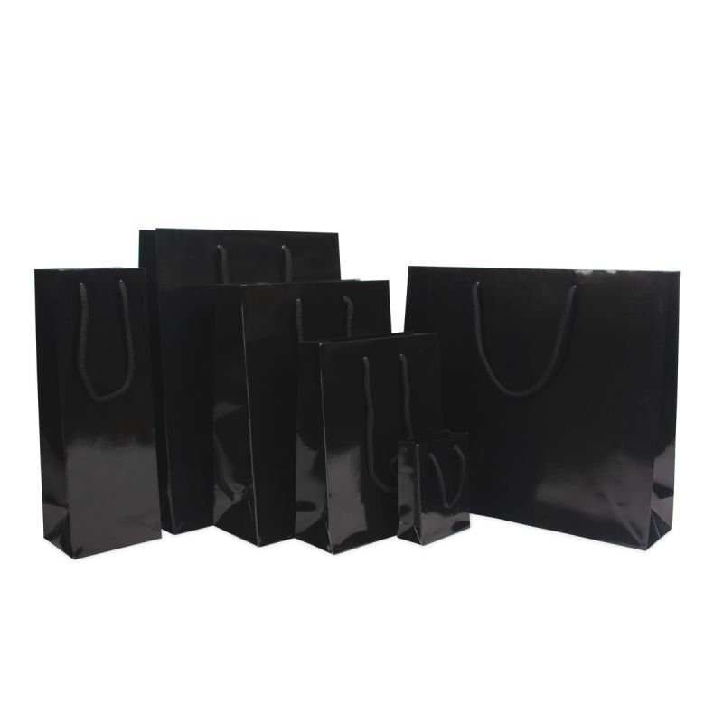 Sac à poignées en papier de luxe - Brillant 10+4,5x13 cm Noir (250 pcs) [FP-DPK030]