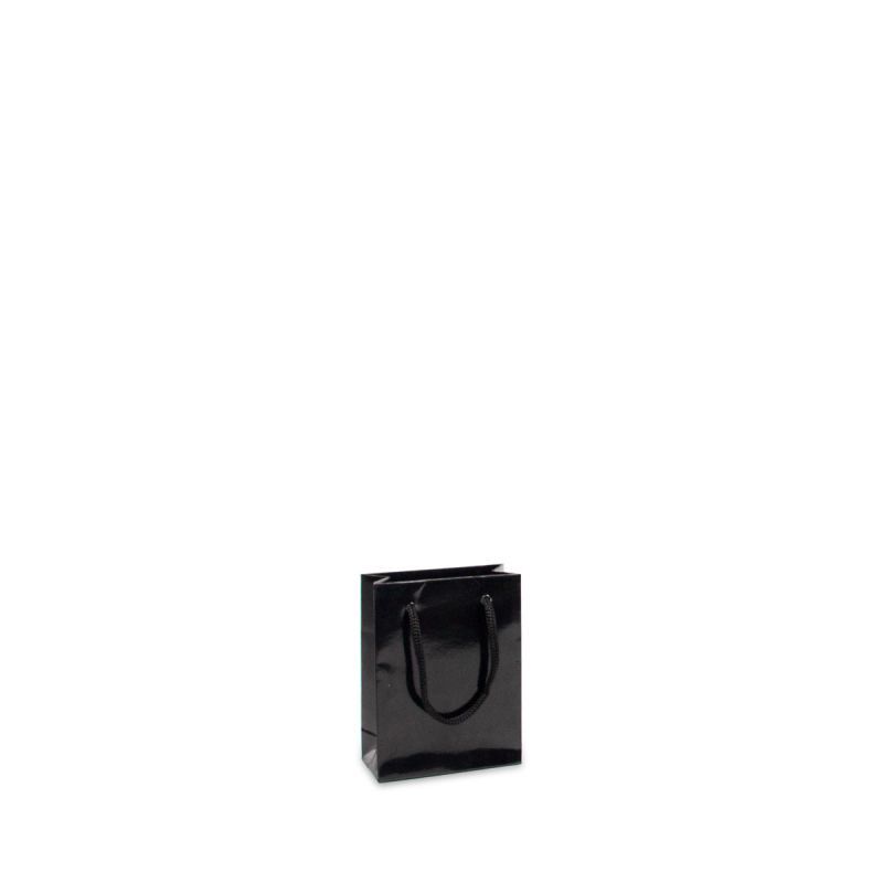 Sac à poignées en papier de luxe - Brillant 10+4,5x13 cm Noir (250 pcs) [FP-DPK030]