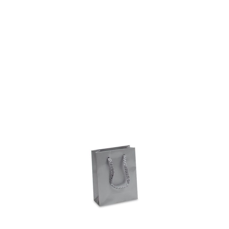 Sac à poignées en papier de luxe - Brillant 10+4,5x13 cm Argent (250 pcs) [FP-DPK031]