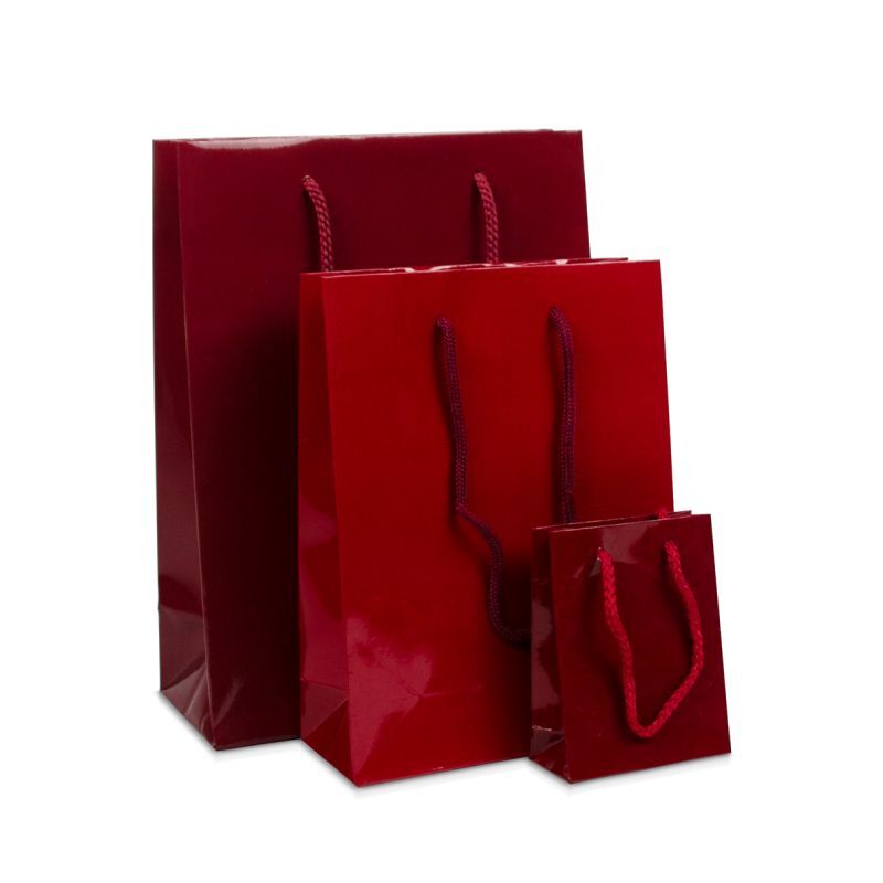 Papieren Draagtassen Bordeauxrood Glanzend 25+11x33 cm (100 stuks) [FP-DPK041]