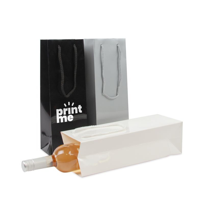 Sacs à vin en papier de luxe - Brillant 12+10x35 cm Argent (100 pcs) [FP-DPK120W]