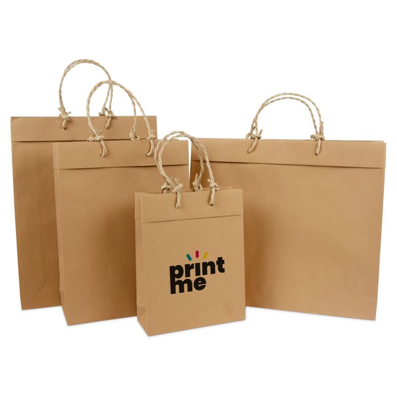 Sac à poignées en papier kraft recyclé haut de gamme avec rabat 20+8x26 cm Marron (100 pcs) [FP-DPK059]