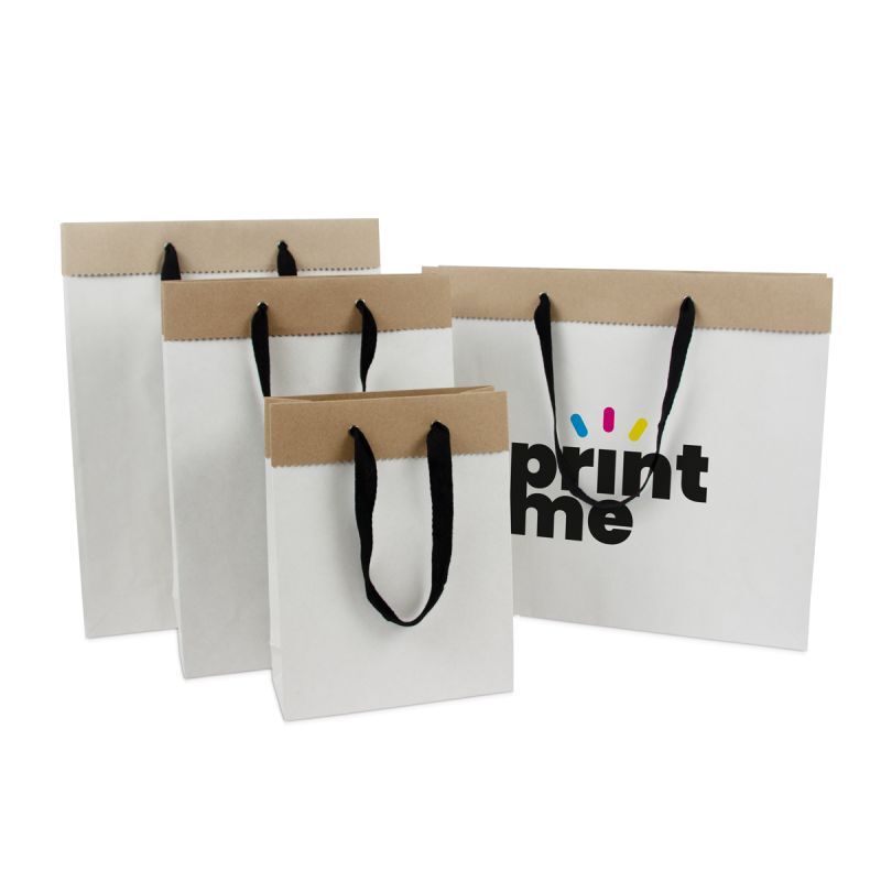 Luxe papieren tassen van gerecycled duplex papier 20+8x26 cm Wit (100 stuks) [FP-DPK084]
