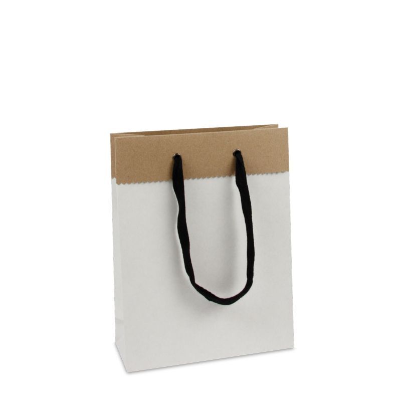 Luxe papieren tassen van gerecycled duplex papier 20+8x26 cm Wit (100 stuks) [FP-DPK084]
