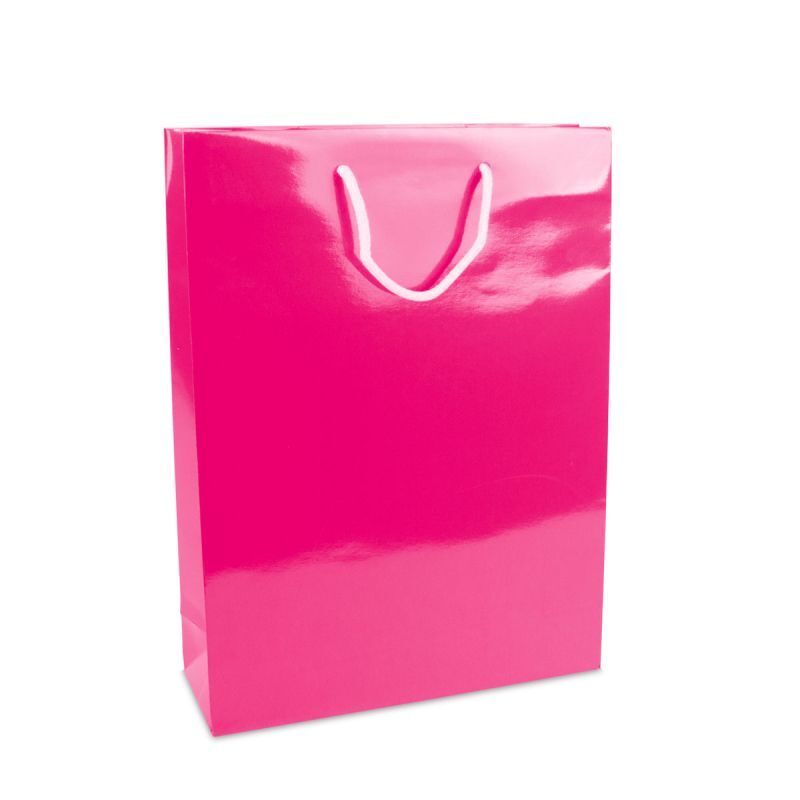 Papieren Draagtassen Roze Glanzend 30+10x40 cm (100 stuks) [FP-DPK134]