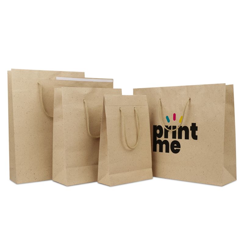 Sac à poignées en papier de luxe à rabat 26+12x35 cm Gris brun (100 pcs) [FP-DPK149]