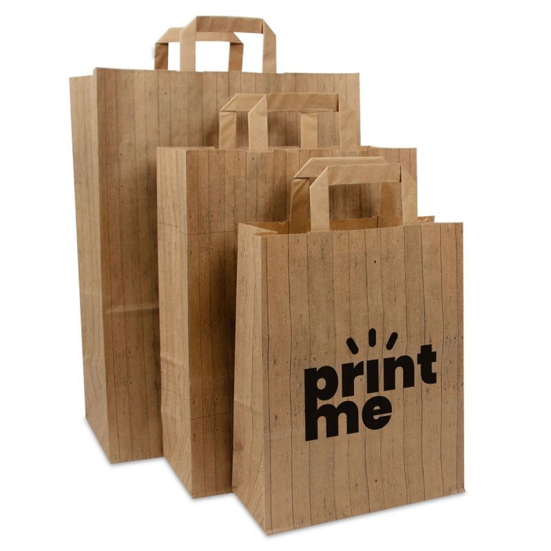 Kraft Draagtassen FSC® Houtstructuur 32+17x44 cm Bruin (250 stuks) [FP-DPL048]