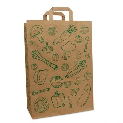 Kraft Draagtassen FSC® Groente 32+16x45 cm Bruin (250 stuks) [FP-DPL056]