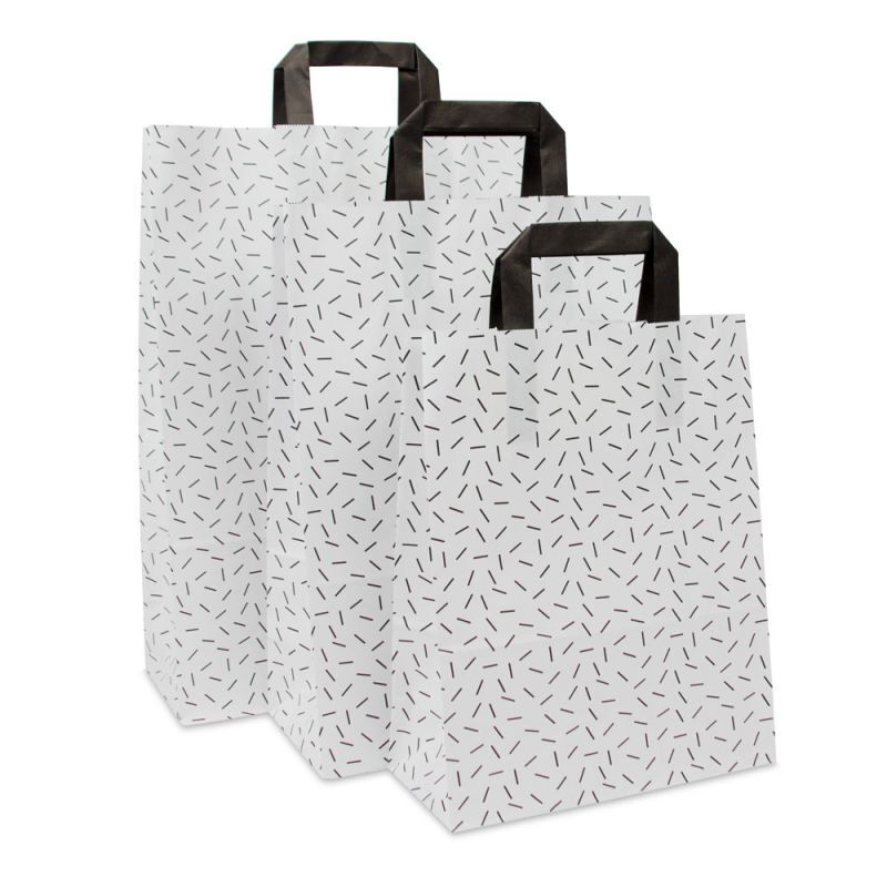 Kraft Draagtassen Sprinkle 26+12x35 cm Wit (250 stuks) [FP-DPL073]