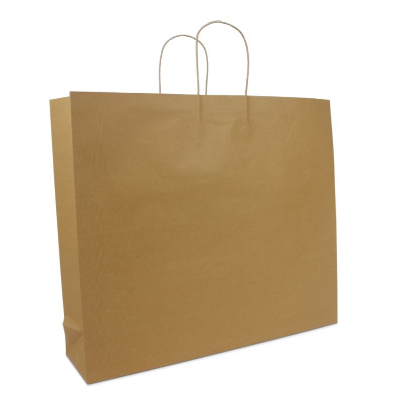 Papieren Draagtassen Bruin 54+13x46 cm met bodemkarton (100 stuks) [FP-DPT005]
