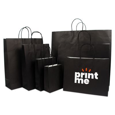 Sac à poignées torsadées en papier de luxe avec fond en carton 54+13x46 cm Noir (100 pcs) [FP-DPT007]