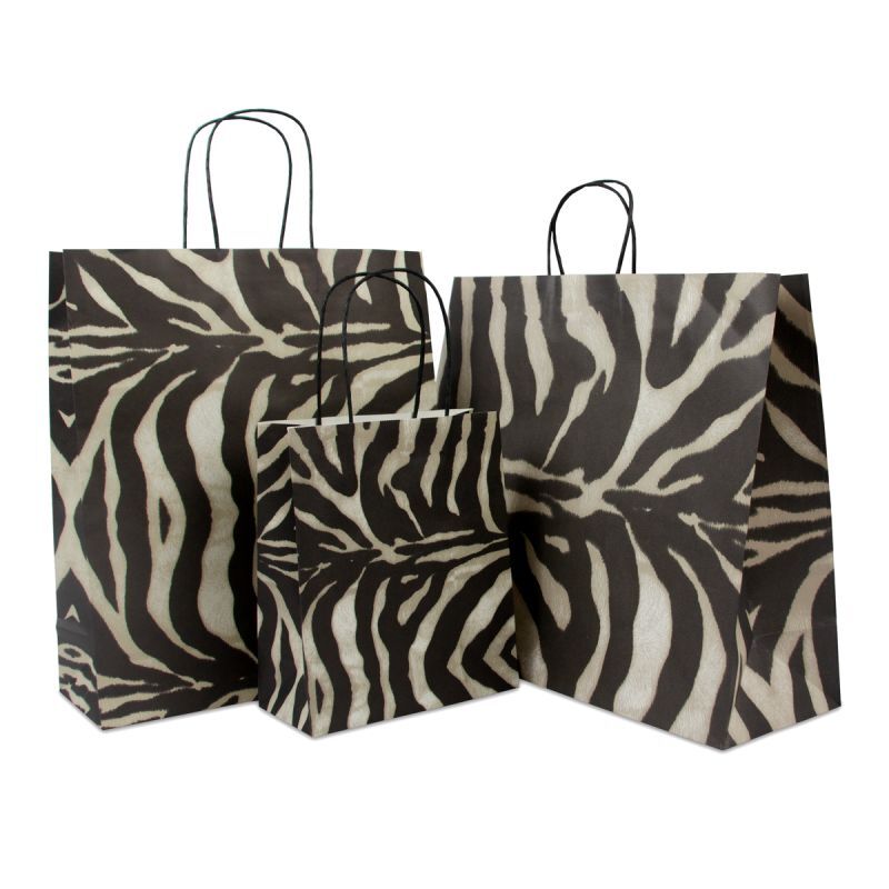 Papieren Draagtassen Zebra 22+10x26 cm (200 stuks) [FP-DPT025]