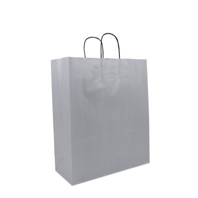 Sac à poignées torsadées en papier - Uni 35+14x41 cm Argent (250 pcs) [FP-DPT074]