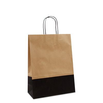 Papieren Draagtassen - Bruin/zwart 26+12x35 cm (250 stuks) [FP-DPT105]