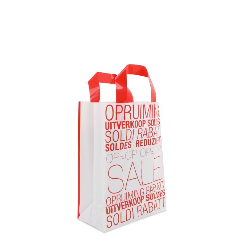 Sacs à fond plat en plastique - Promotions 22+10x30 cm Rouge (250 pcs) [FP-DQL008]