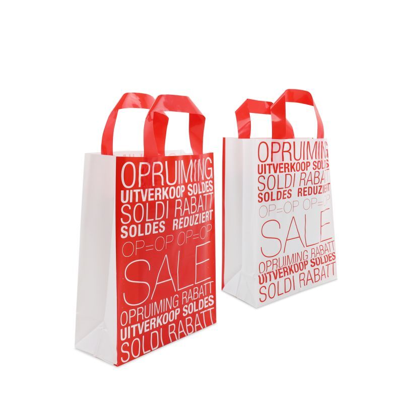 Sacs à fond plat en plastique - Promotions 22+10x30 cm Rouge (250 pcs) [FP-DQL008]