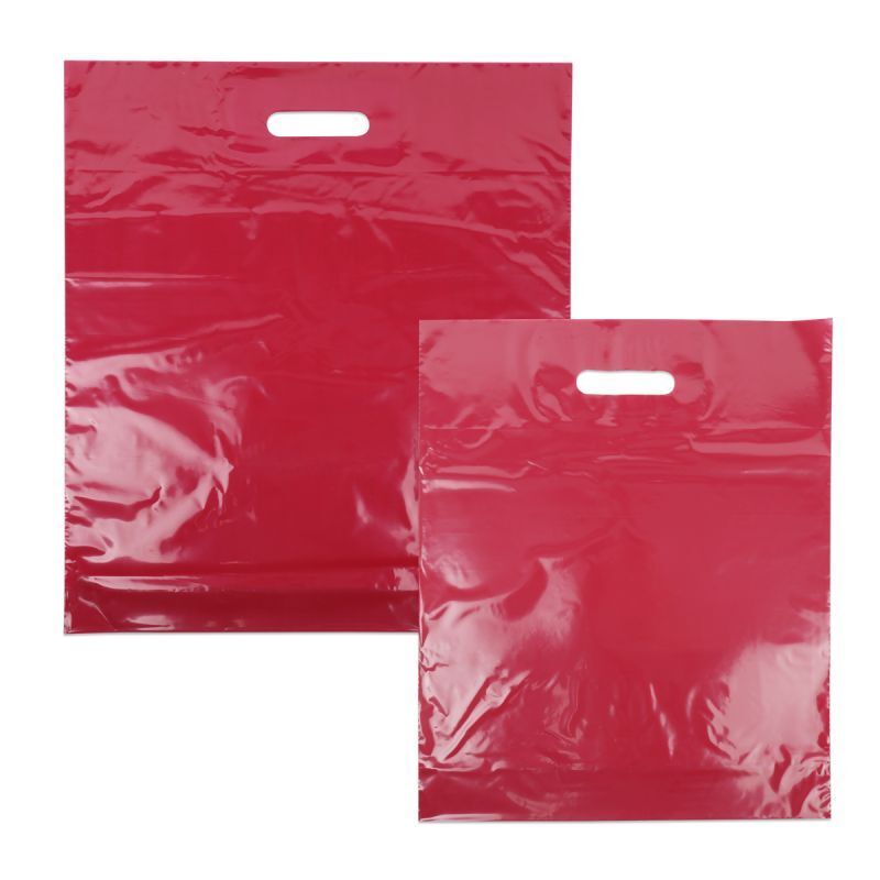 Plastic Draagtassen Bordeauxrood 35x44+2x4 cm (500 stuks) [FP-DQU014]