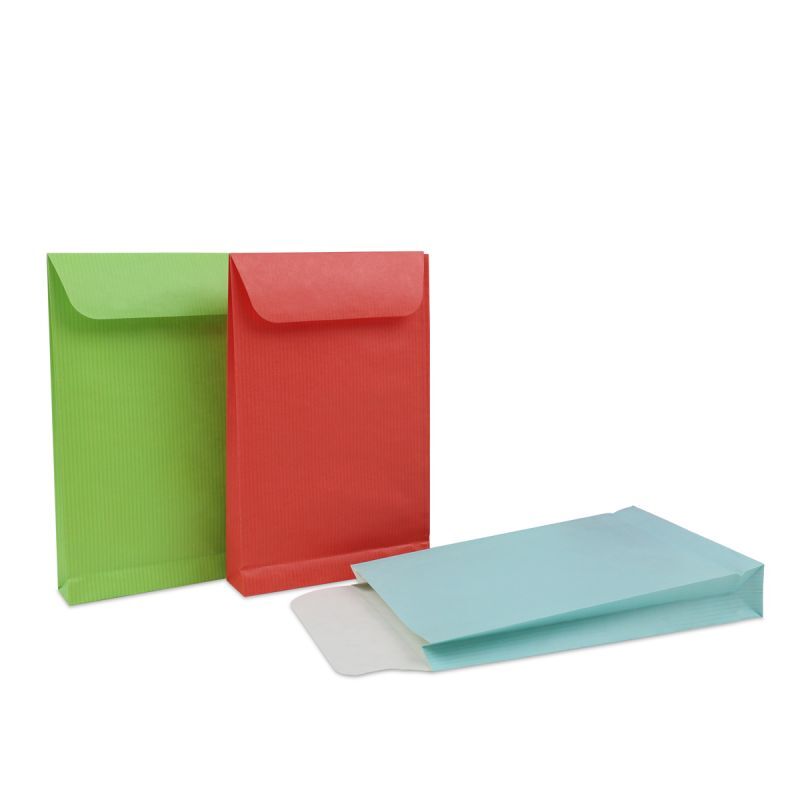 Papieren geschenkzakjes met klepsluiting 12+3x19 cm Groen (1000 stuks) [FP-FPK335]