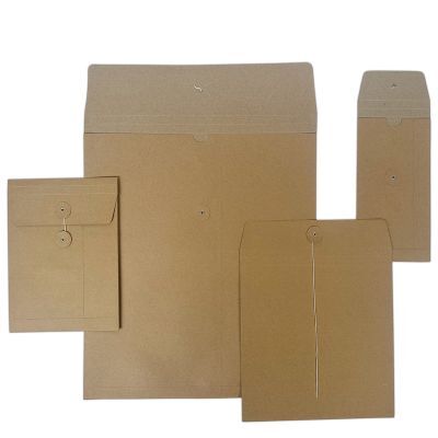 Porte-factures en papier avec fermeture japonaise 23x23+2x1,25 cm Marron (100 pcs) [FP-JGB007]